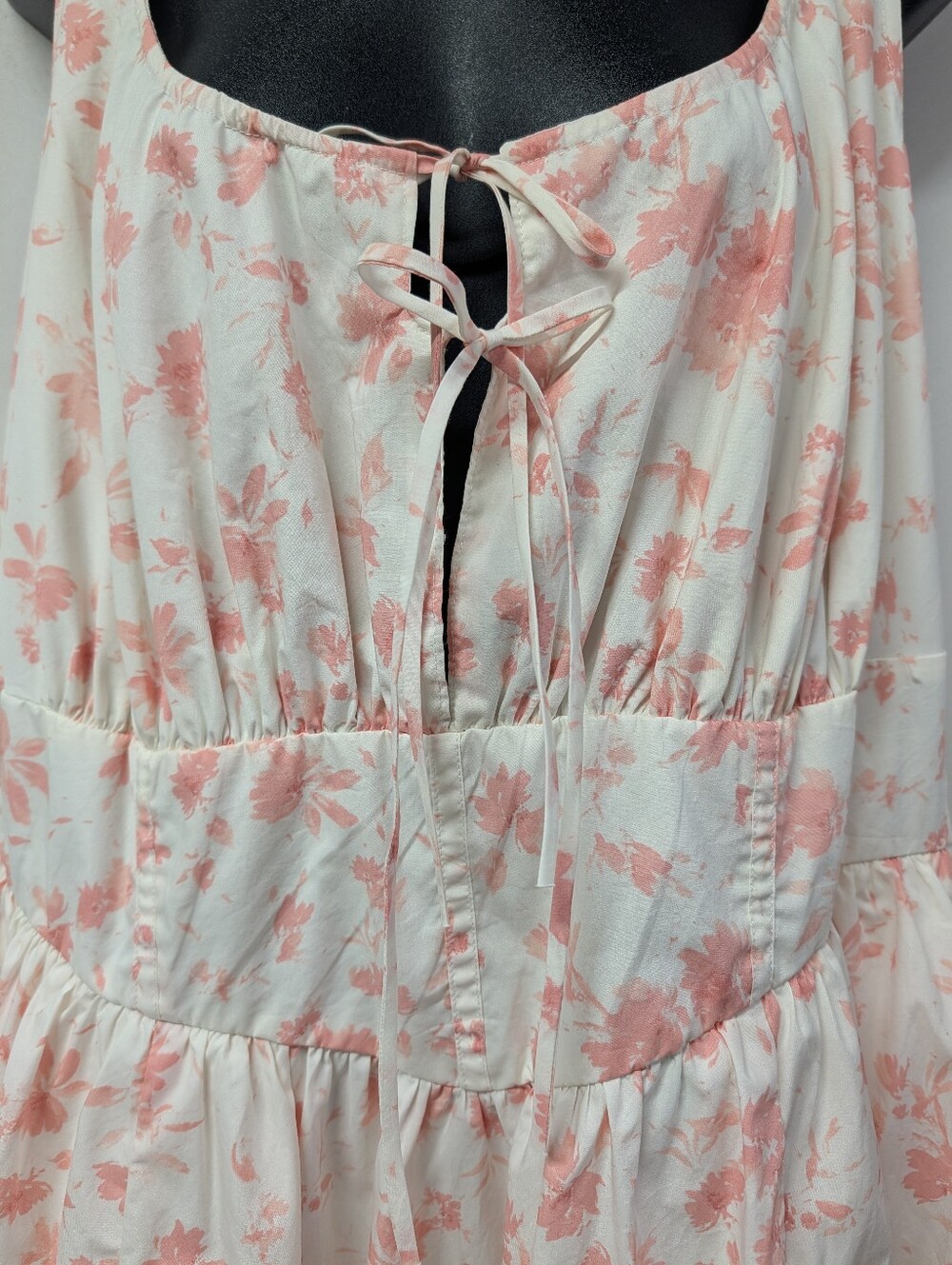 Ariat Women Peach Pink Striped Peasant Blouse Size XL Balloon Sleeve Tassel Lace - Picture 6 of 9